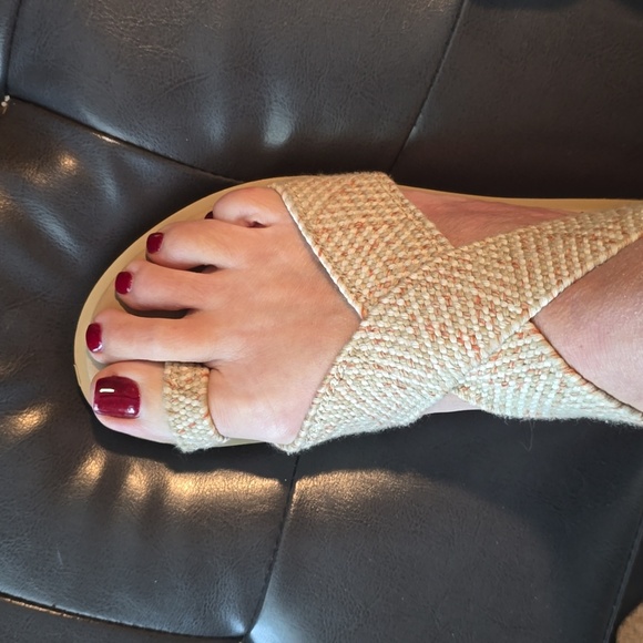 Woven tweed type upper sandals - Picture 3 of 4